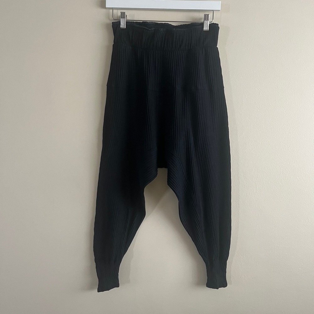 FP Movement Free People Feel Good Harem Pant XS Petite Black Ribbed Drop Crotch